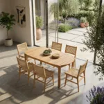 Harris dining chairs on a garden terrace
