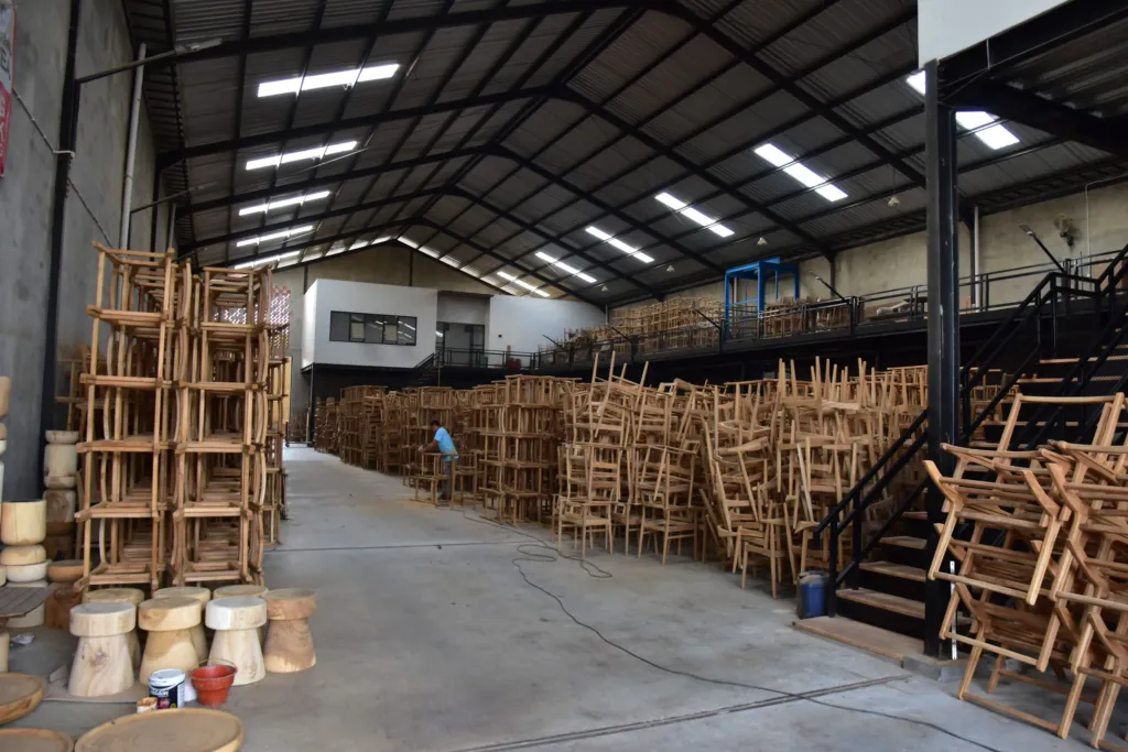 Finished furniture in the warehouse ready for export