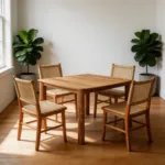 Harris dining chairs with a square teak table